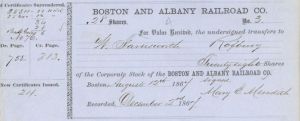 Boston and Albany Railroad Co. - Stock Certificate