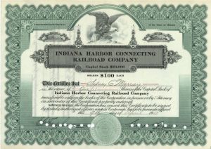 Indiana Harbor Connecting Railroad Co. - Railway Stock Certificate