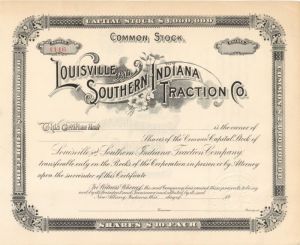 Louisville and Southern Indiana Traction Co. - Stock Certificate