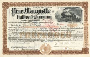 Pere Marquette Railroad Co. - Railway Stock Certificate