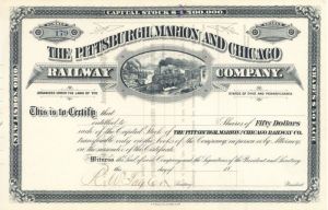  Pittsburgh, Marion and Chicago Railway Co. - Stock Certificate