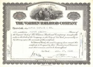 Warren Railroad Co. - Stock Certificate