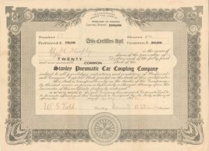 Stanley Pneumatic Car Coupling Co. - Stock Certificate