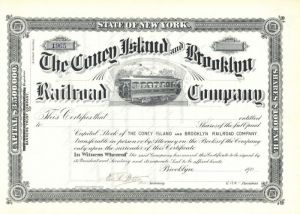 Coney Island and Brooklyn Railroad Co. - Stock Certificate