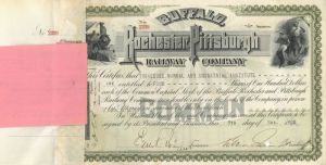 Buffalo, Rochester and Pittsburgh Railway Co. - Stock Certificate