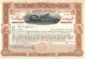 Evansville & Terre Haute Railroad Company Bond Stock Certificate Indiana