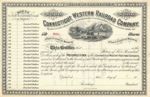 Connecticut Western Railroad Co. - Unissued Railway Preferred Stock Certificate