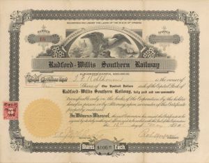 Southern Iowa Railway Company Stock Certificate 