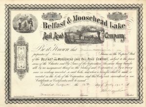 Belfast and Moosehead Lake Rail Road Co. - Stock Certificate