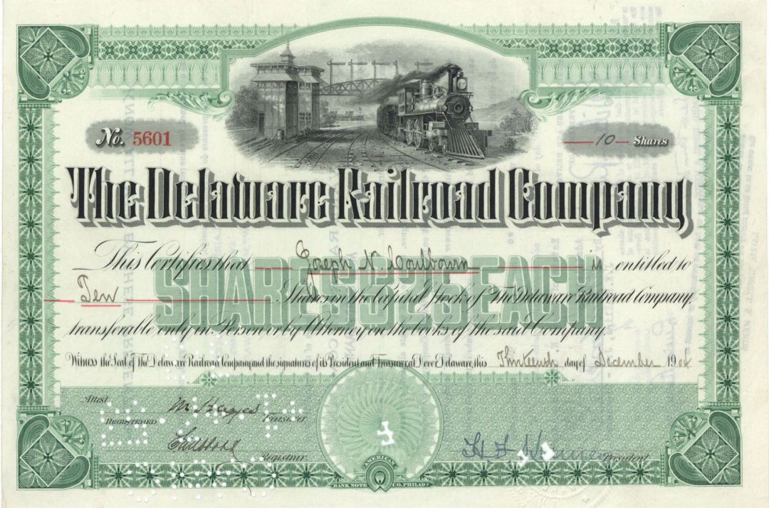 Delaware Railroad Co.  - Stock Certificate