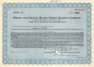 Omaha & Council Bluffs Street Railway Co. - Railroad Voting Trust Certificate