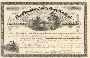 Flushing, North Shore and Central Railroad Co. - Stock Certificate