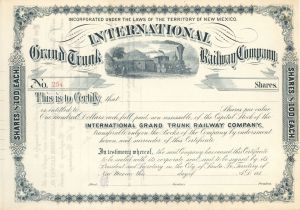 International Grand Trunk Railway Co. - Stock Certificate