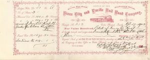 Sioux City and Pacific Rail Road Co. -  Stock Certificate