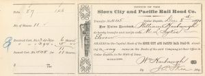 Sioux City and Pacific Rail Road Co. -  Stock Certificate