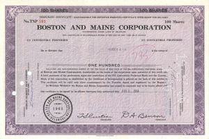 Boston and Maine Corp. - Stock Certificate