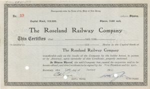 Roseland Railway Co. - Stock Certificate