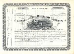 Chicago and Erie Railroad Co. - Unissued Railroad Stock Certificate