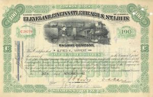 Cleveland, Cincinnati, Chicago and St. Louis Railway Co. - 1942 Railroad Stock Certificate