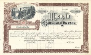 Macopin Railroad Co. - Unissued Railroad Stock Certificate