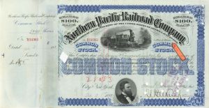 Northern Pacific Railroad Co. - High Denomination Railroad Stock Certificate