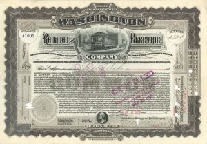 Washington Railway and Electric Co. - 1905 dated Stock Certificate