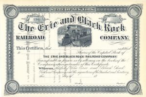 Erie and Black Rock Railroad Co.  - Unissued Stock Certificate