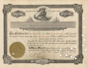 Mingo Valley Railroad Co. - 1913 dated Stock Certificate