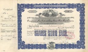 Pennsylvania, New York and Long Island Rail Road Co. - 1902 dated Stock Certificate
