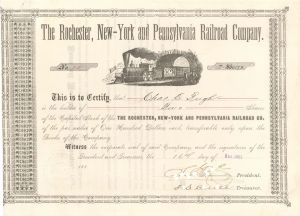 Rochester, New-York and Pennsylvania Railroad Co. - 1901 dated Stock Certificate