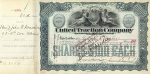 United Traction Co. - 1901 dated Stock Certificate