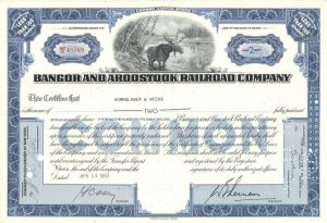 Bangor and Aroostook Railroad Co. - 1959 dated Stock Certificate
