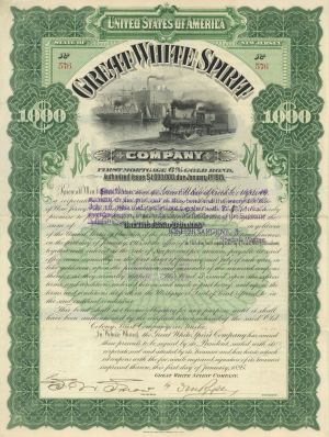 Great White Spirit Co. - 1895 dated $1,000 Shipping Gold Bond - Fantastic Design