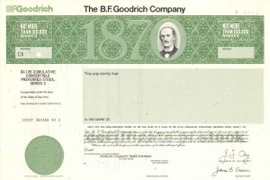 B.F. Goodrich Co. - 1912 Specimen Stock Certificate
