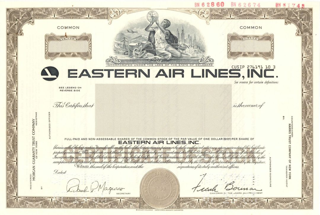 Eastern Air Lines, Inc. - Specimen Stock Certificate