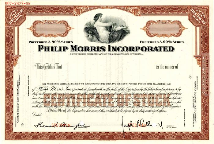 Philip Morris Incorporated - Stock Certificate