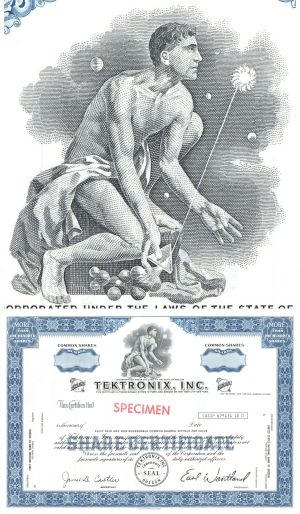 Tektronix, Inc. - Specimen Stock Certificate - Last One