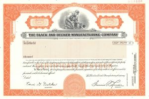 Black and Decker Manufacturing Co. - 1978 Specimen Stock Certificate