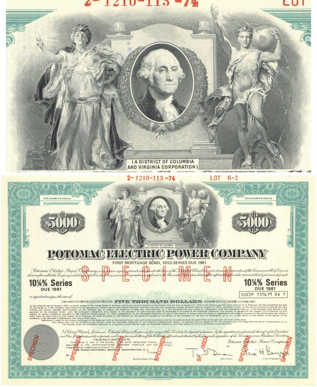 Potomac Electric Power Co. - PEPCO - Specimen Bond