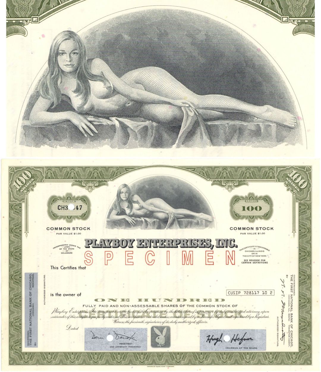 Playboy Enterprises, Inc. - Specimen Stock Certificate - Fantastic Vignette