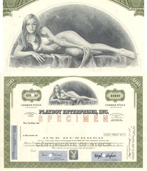 Playboy Enterprises, Inc. - Specimen Stock Certificate - Fantastic Vignette