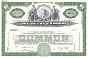 Hecht Company - Specimen Stock Certificate