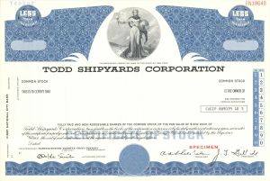 Todd Shipyards Corp. - Specimen Stock Certificate