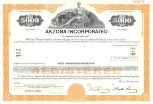 Akzona Inc. - $5,000 1928 dated Specimen Bond