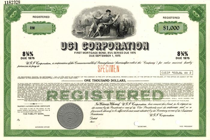 UGI Corporation - $1,000 Specimen Bond