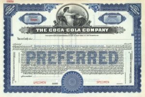 Coca-Cola Co. - Specimen Stock Certificate - Famous Soda Company