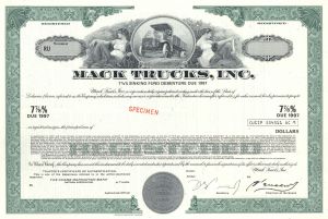Mack Trucks Inc. - Specimen Bond - Green or Brown Available - Famous Truck Manufacturer