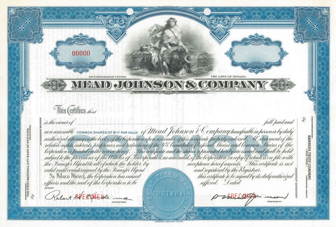 Mead Johnson and Co. - Specimen Stock Certificate