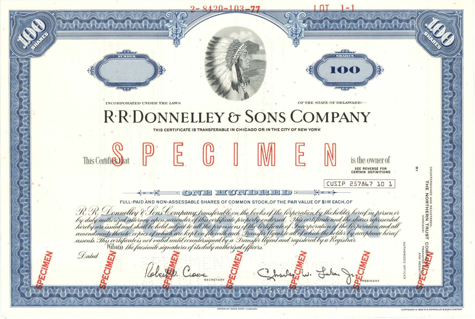 R. R. Donnelley and Sons Co. - Stock Certificate