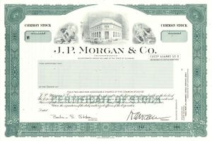 J.P. Morgan and Co. - Specimen Stock Certificate - Very Rare